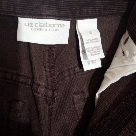 Liz Claiborne Lizwear jeans brown corduroy pants women size 8 - Picture 5 of 6